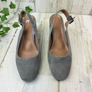 Vionic Nareen Backstrap Block Heel Gray Suede Leather Shoes Women Size 9.5